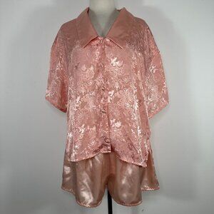 Vtg Victoria’s Secret Gold Label Cami Tank Top Shorts Set Pink Floral Size Large